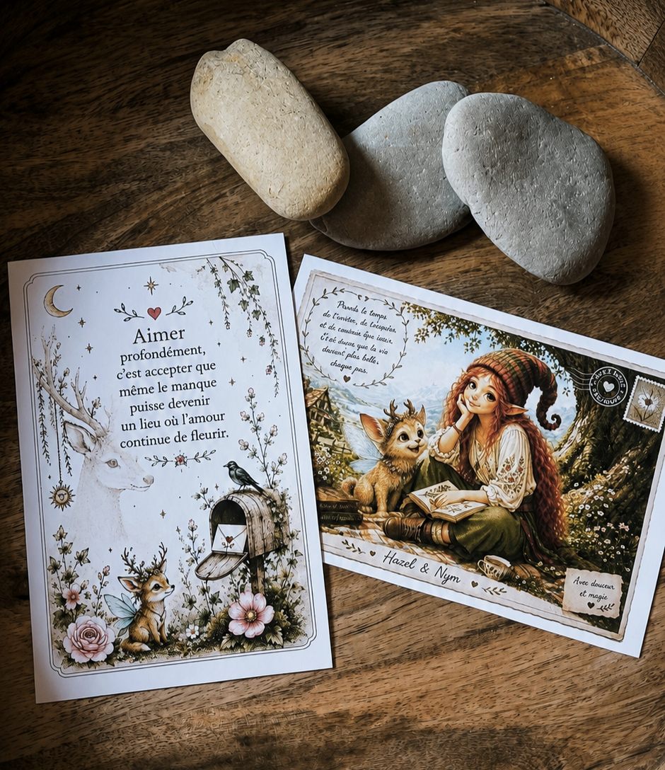 Lot 2 cartes simples. Aimer