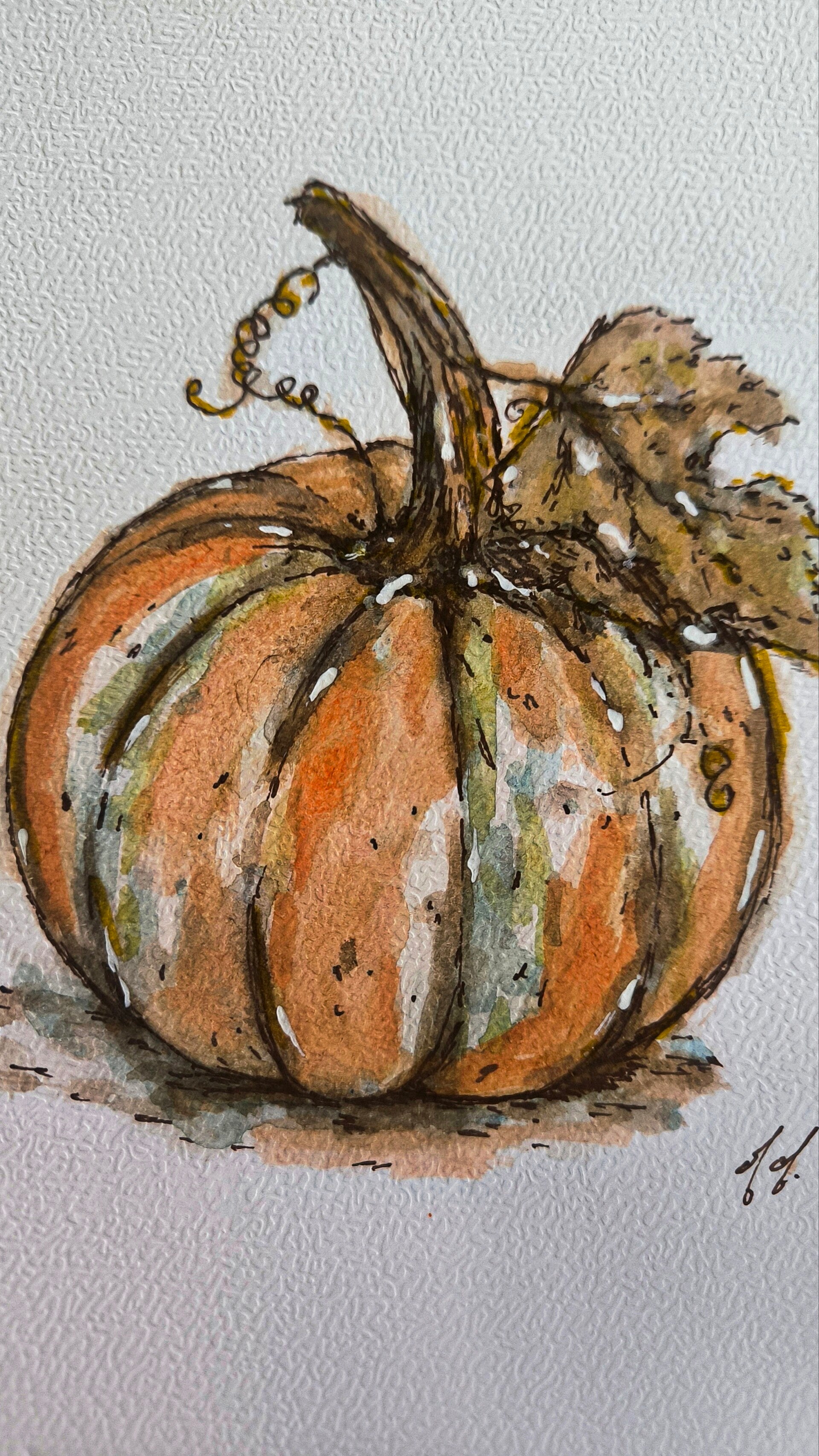 Aquarelle. Citrouille