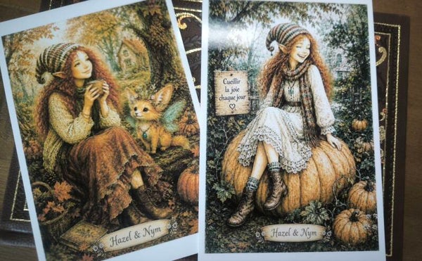 Lot 2 cartes Hazel . Automne