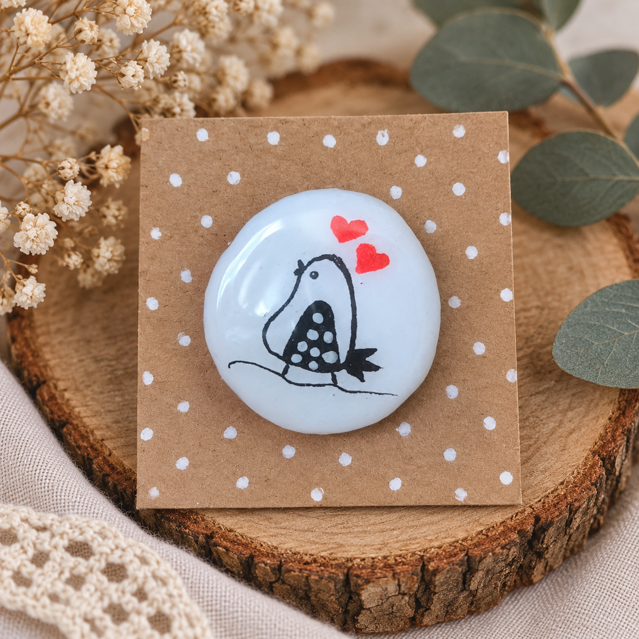 Broche. L'oiseau amoureux. Les minimalistes