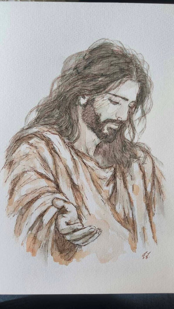 Aquarelle . Jésus