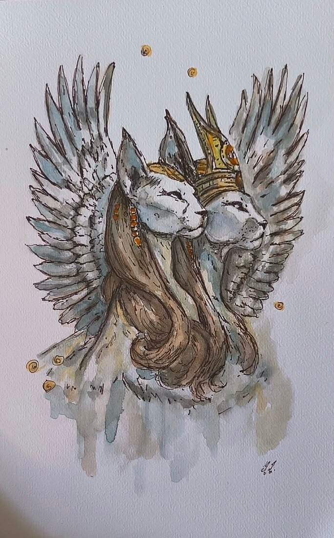 Aquarelle Couple Sacré. A4