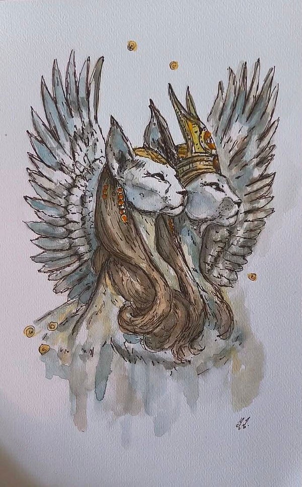Aquarelle Couple Sacré. A4