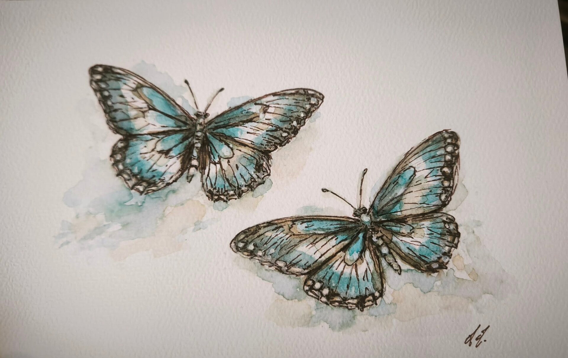 Aquarelle. Les Papillons