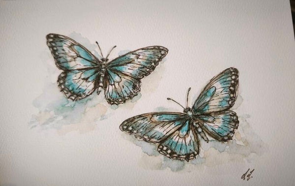 Aquarelle. Les Papillons
