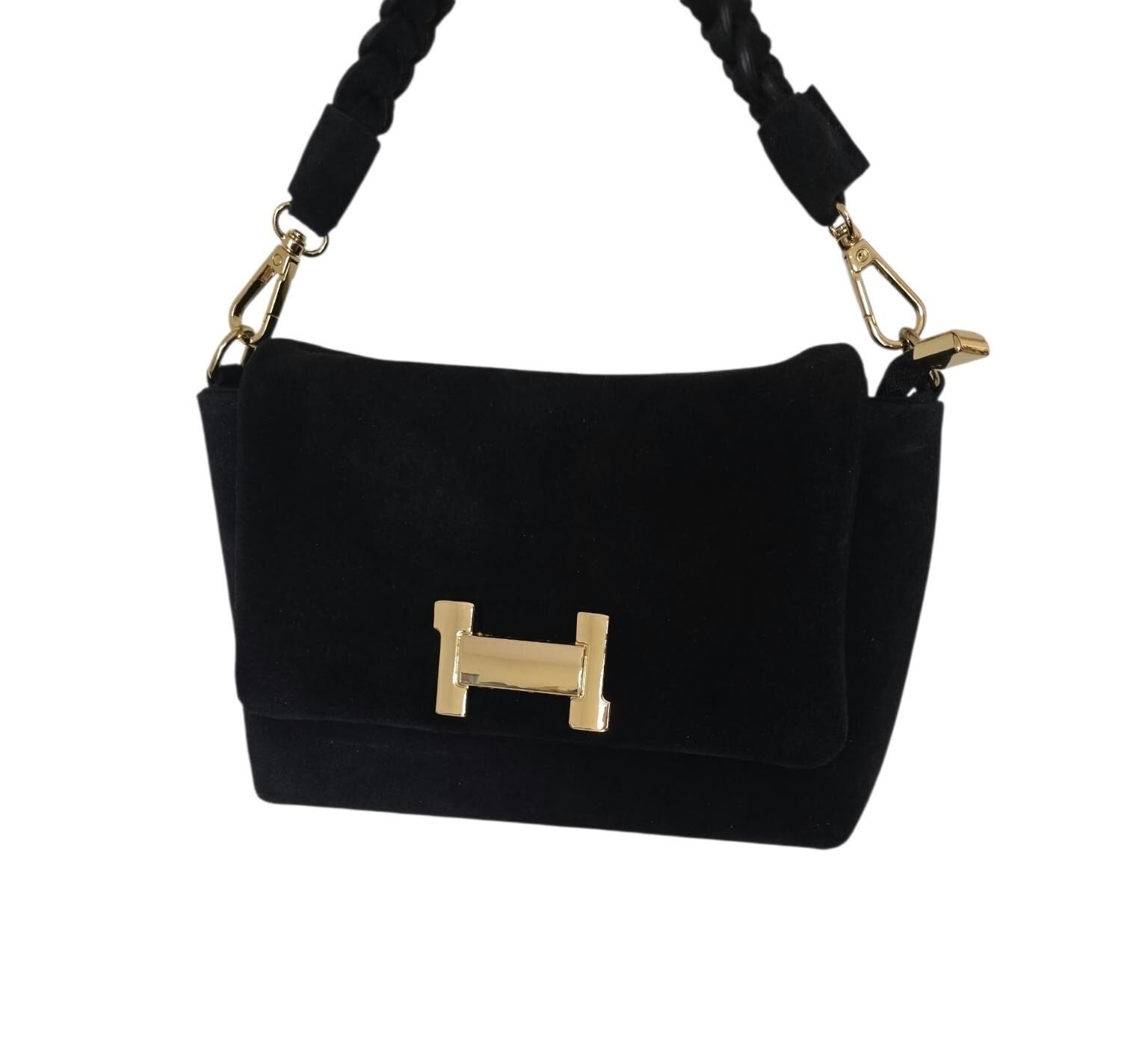 H suede met gevlochten strap