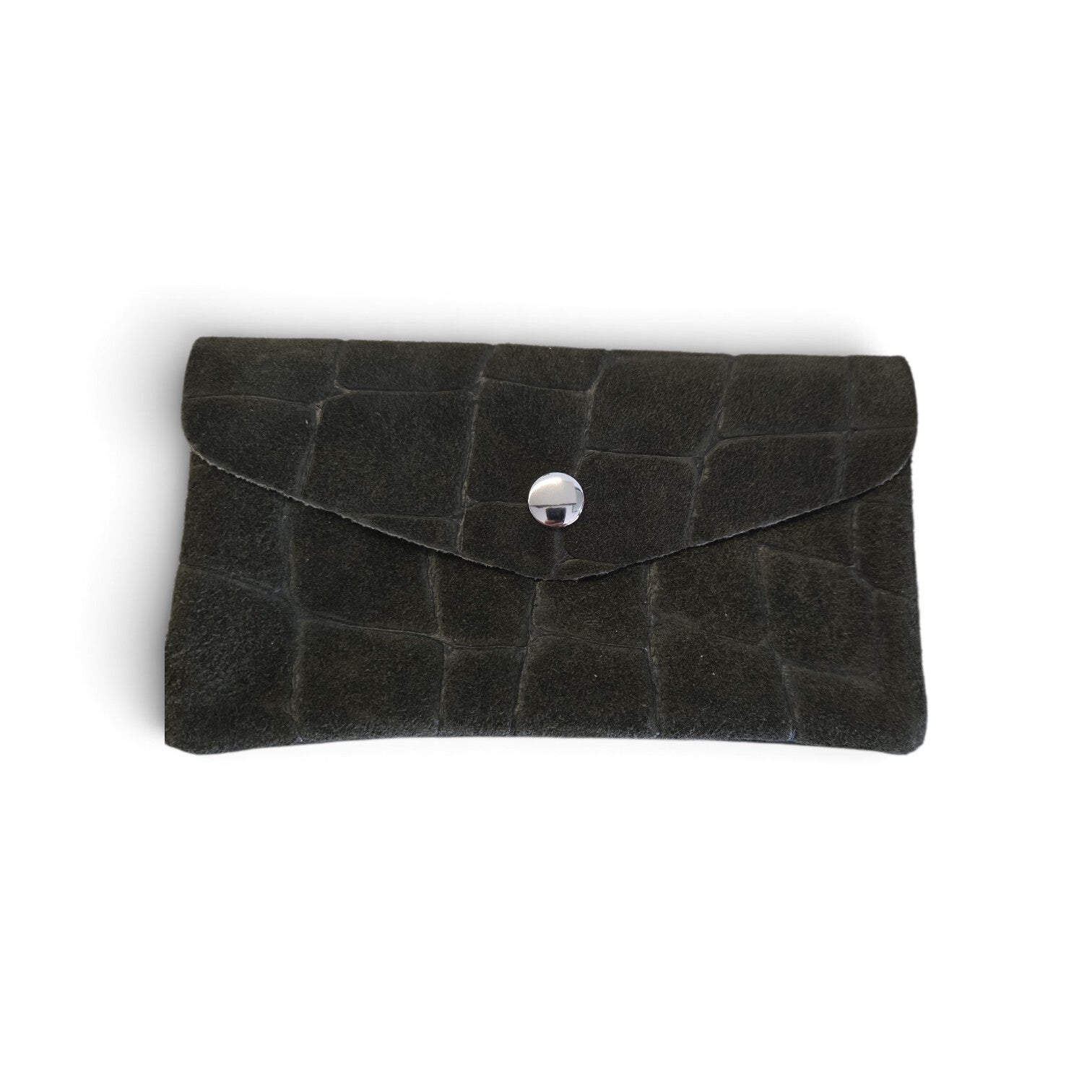 Croco suede portemonnee groot