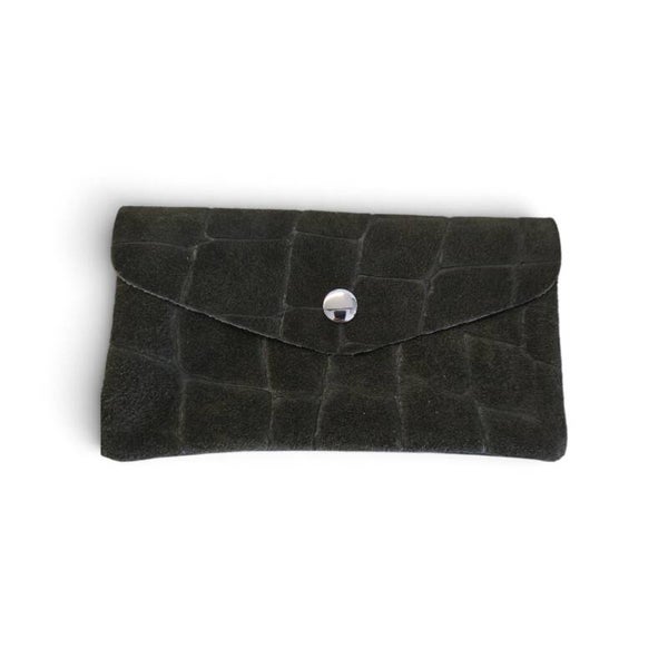 Croco suede portemonnee groot