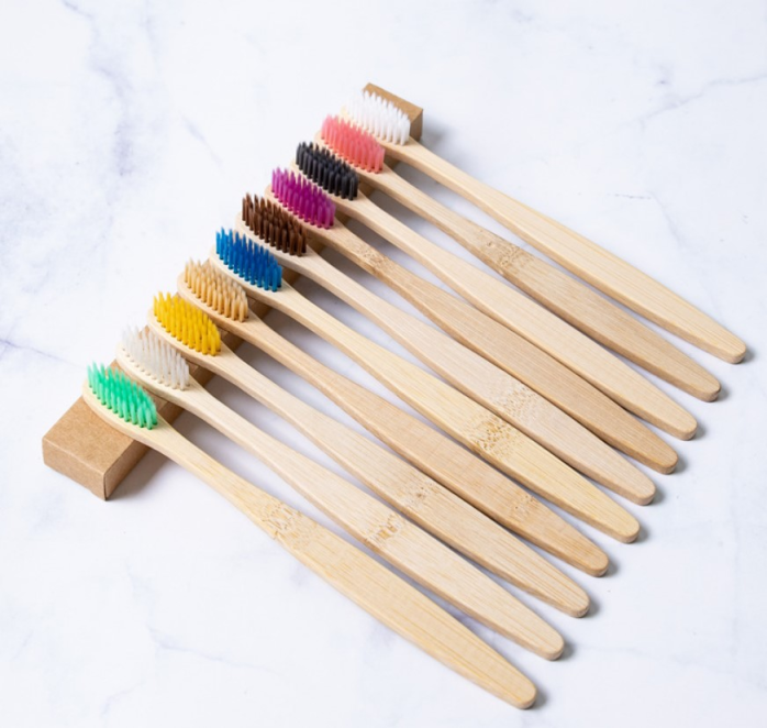 10 Stuks Bamboe Tandenborstel - 10 verschillende kleuren - Zacht / Medium - Biologisch afbreekbaar | 100% organisch