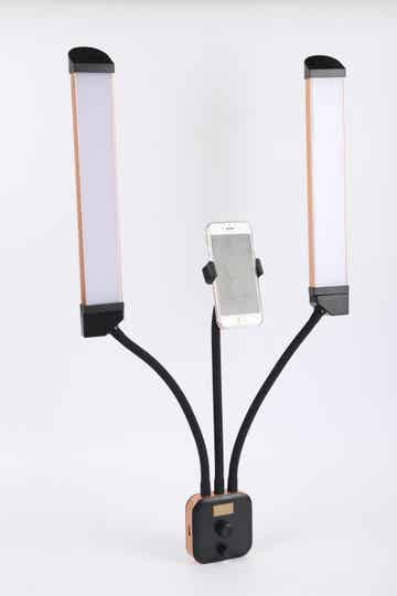 Salon Lamp Pro - Rose / Goud - LED Dubbelarm - Multimedia Lamp - 360° Rotatie - Salonlamp - Salon - Lash Lift - Wimper Extensions - Behandel lamp - Beauty - Tattoo - Massage - Nagelstyliste - Make-up - Verlichting