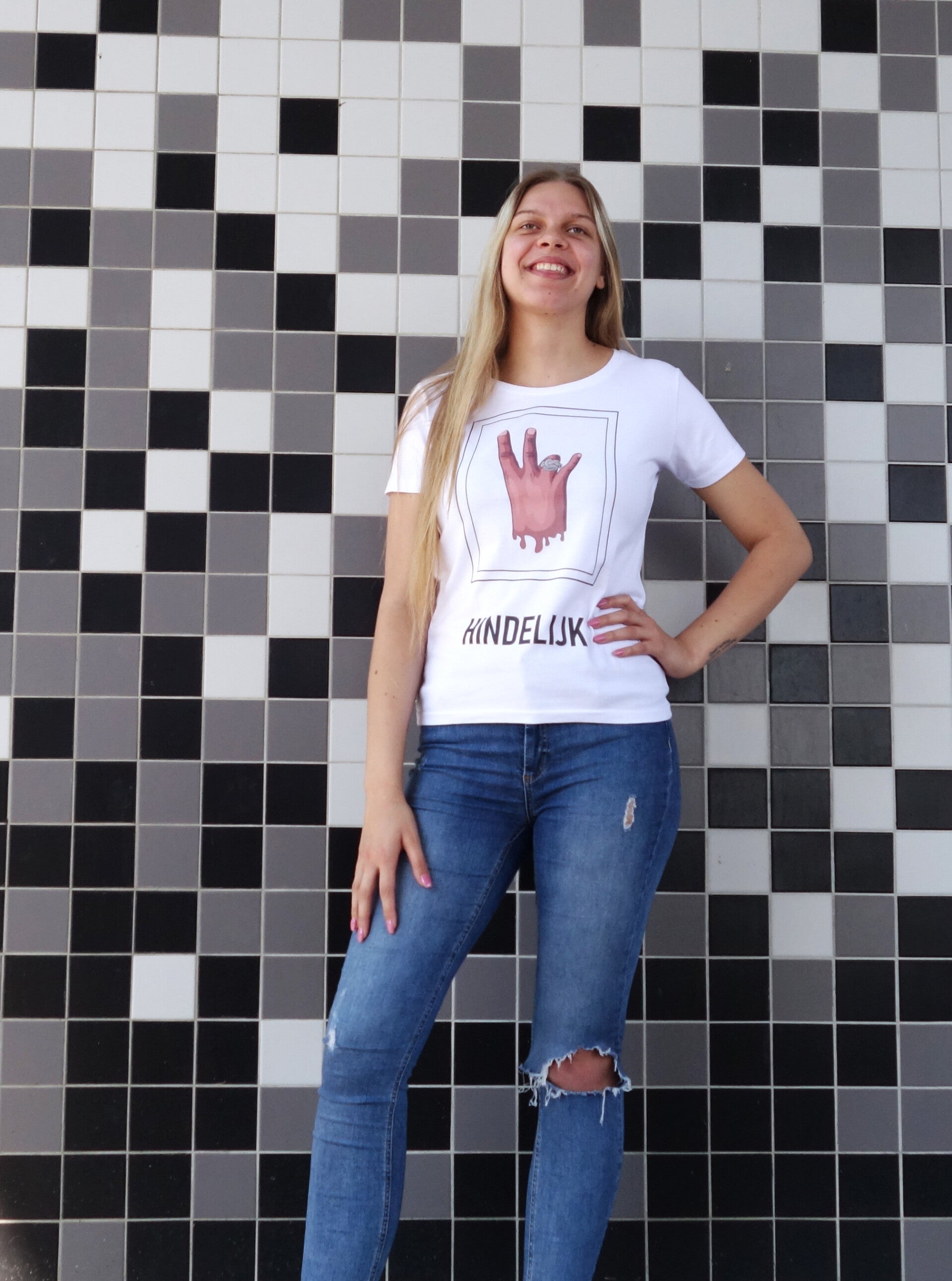 T-shirt met chest piece wit