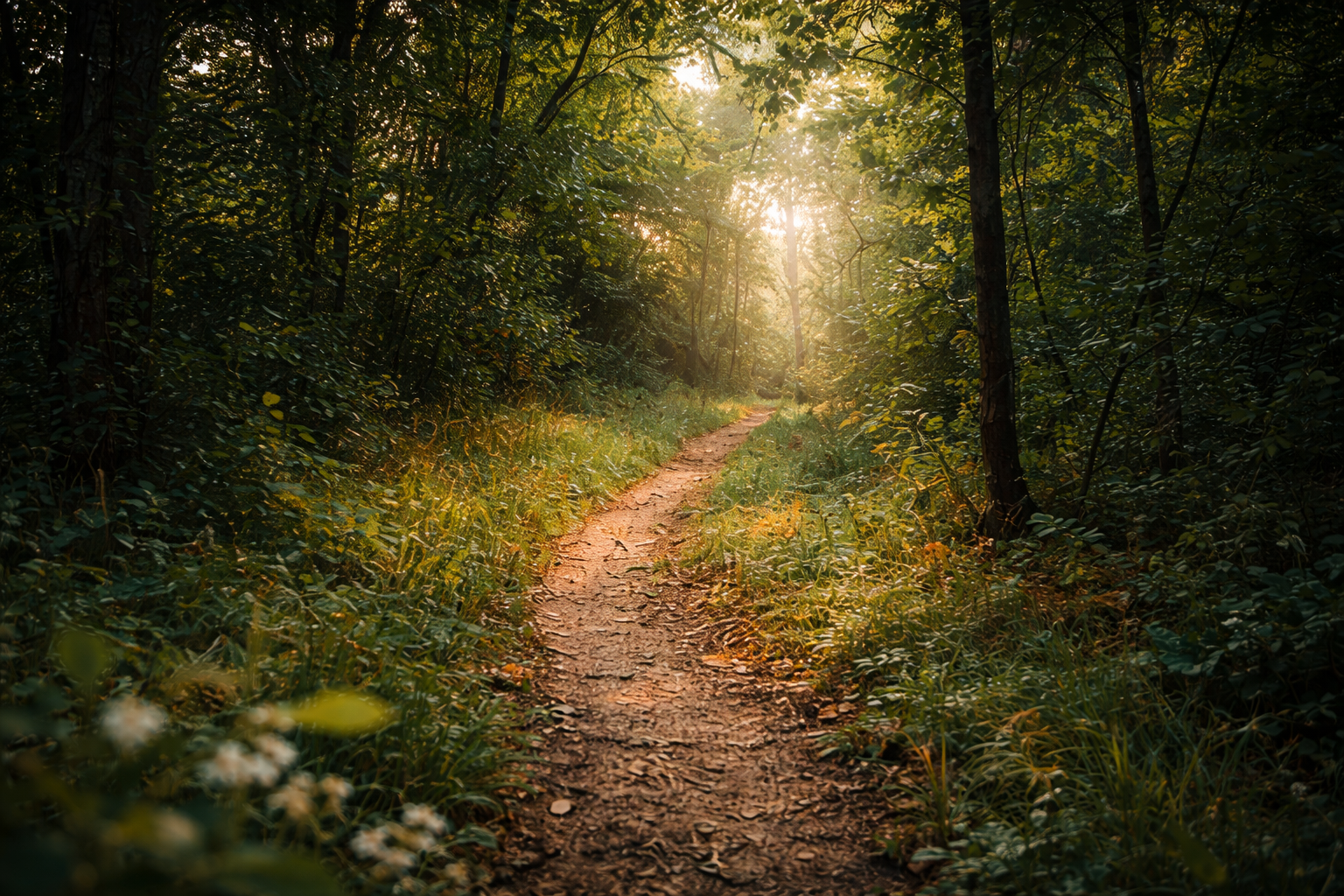 chemin en foret symbolisant le parcours vers le bien être