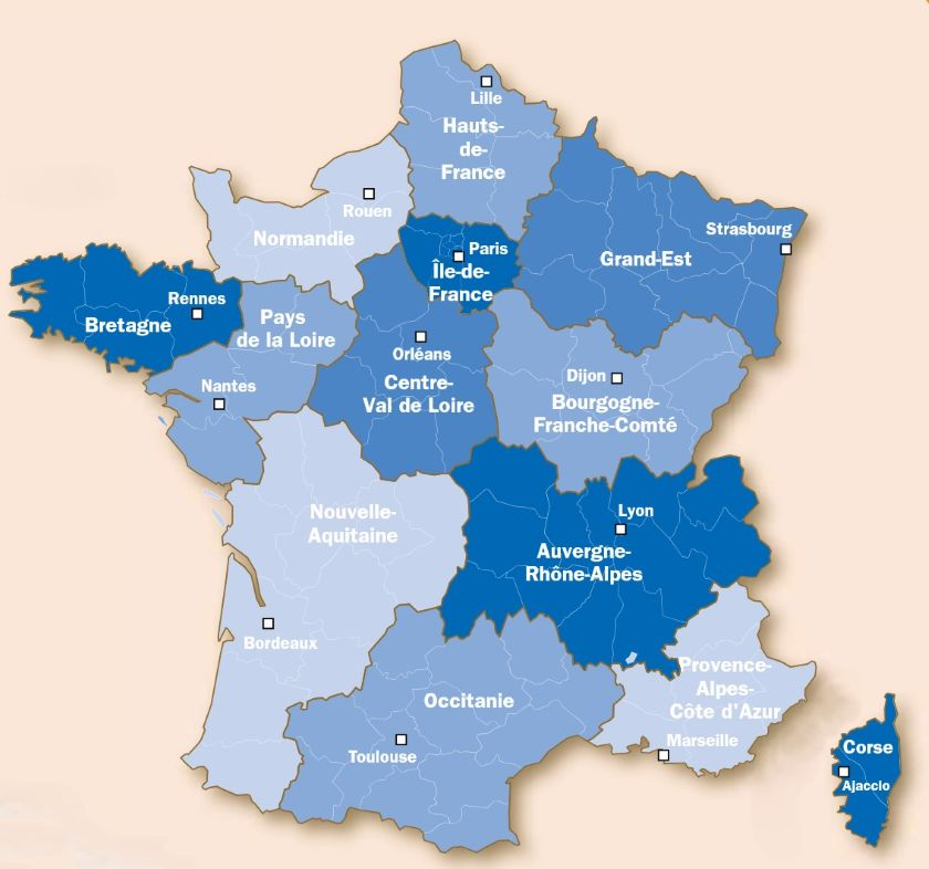 les régions en france
