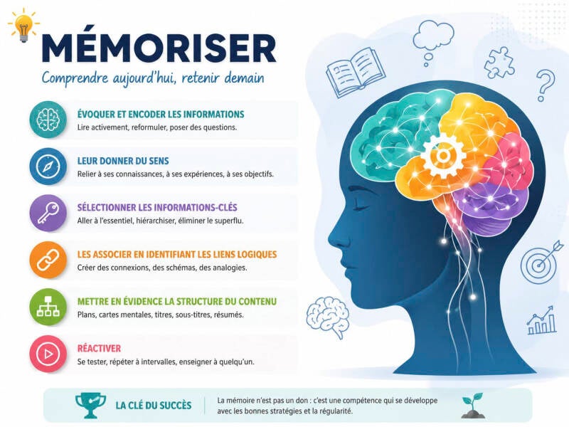 infographie déterminant mémoriser comment faire pour que cela fonjctionne sur le long terme