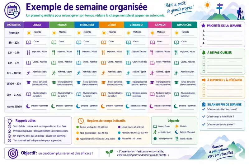 exemple de planning pour réussir sa semaine