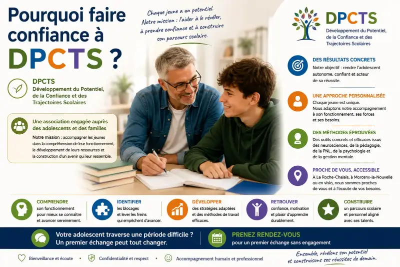 Les atouts de l'accompagnement DPCTS : expérience pédagogique, méthodes fondées sur les recherches, accompagnement humain et résultats durables.