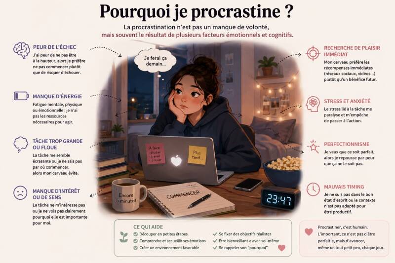 pourquoi je procrastine les questions et les reponses pour solutionner ce fait