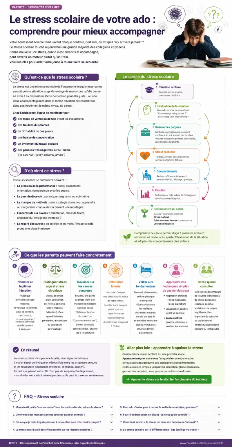 infographie presentant les origines du stress chez l adolescent - DPTCS