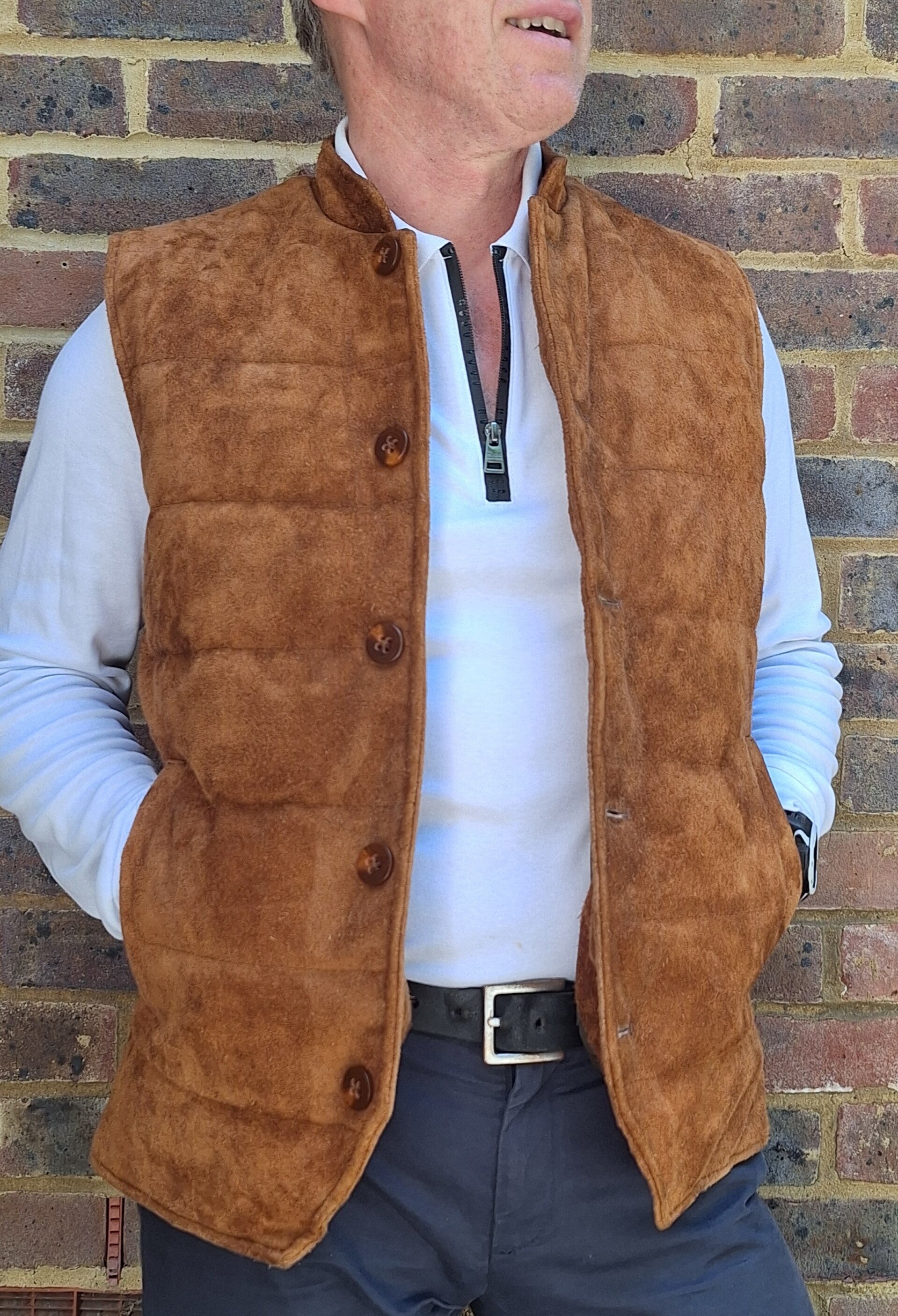 Suede ribbed quilted gilet