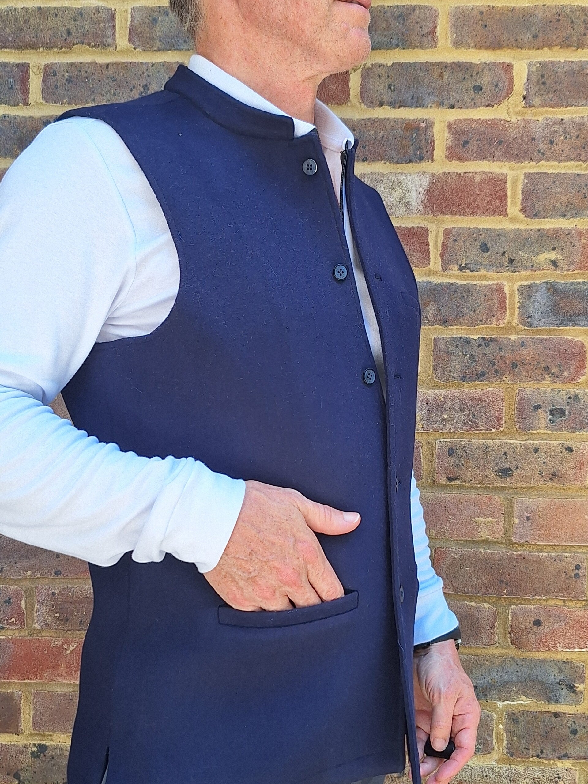 Pure wool Nehru style sleeveless gilet