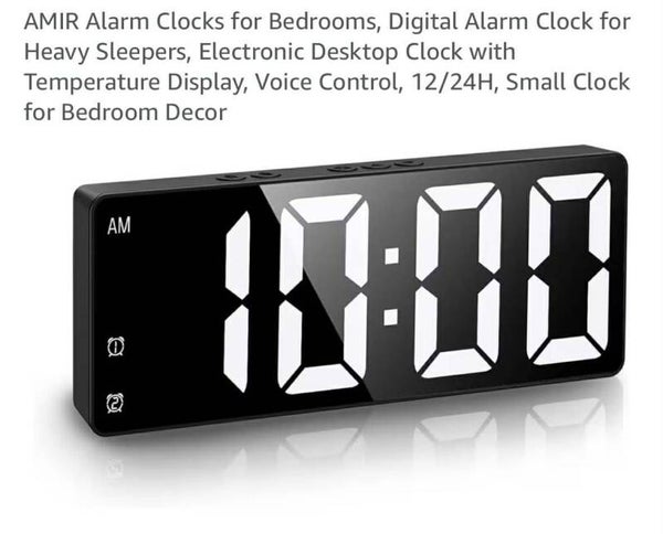 Digital alarm clock with temperature display, voice control, 12/24h, blackDigital alarm clock with temperature display, voice control, 12/24h, black