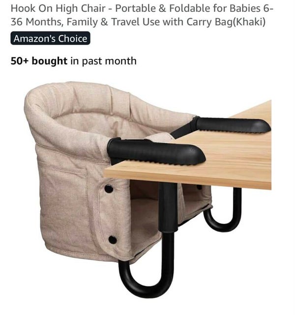 Lulunemo hook on high chair, portable and foldable, 6-36mths, with carry bag, khaki