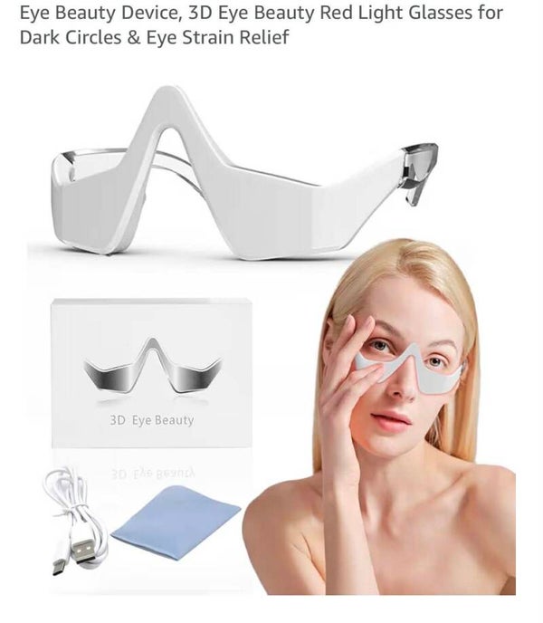 Eye Beauty device, red light glasses for dark circles & eye strain relief, white