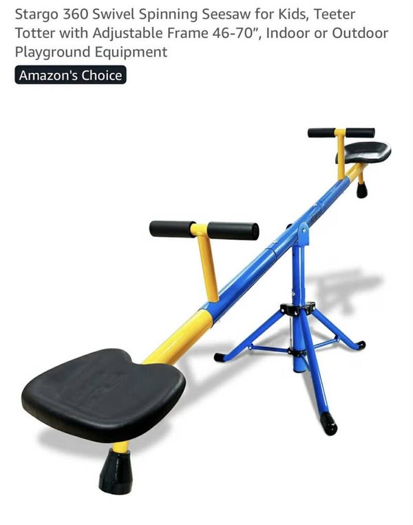 Stargo 360 swivel spinning seesaw, adj frame 46-70'', indoor or outdoor play