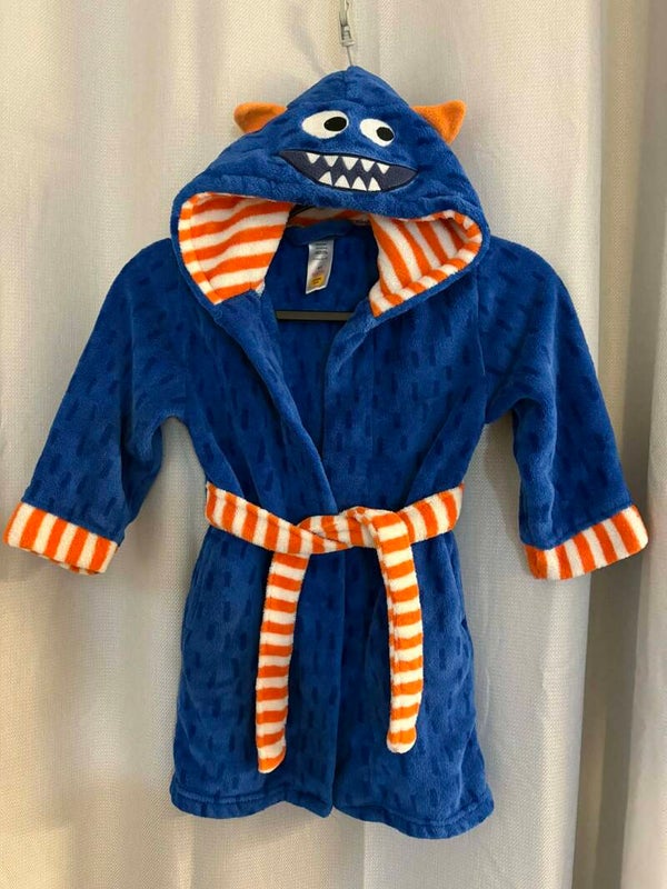 Pekkle blue monster housecoat, size 4/5yrs