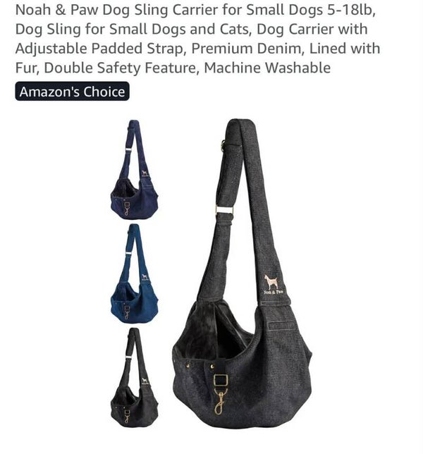 Denim pet sling carrier 5-18lbs-black