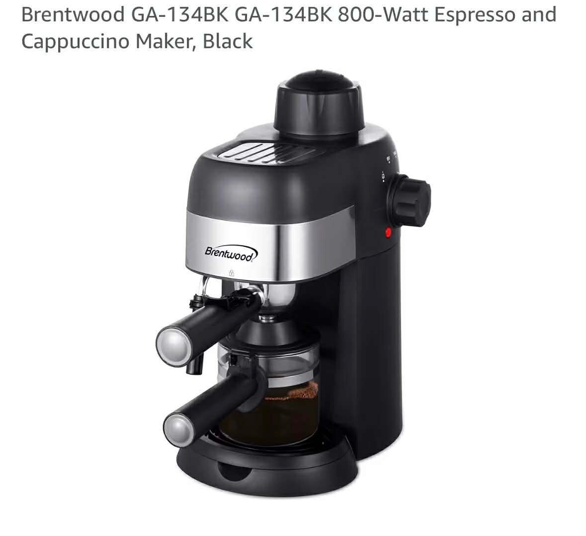 Brentwood 800W espresso and cappucino maker, black