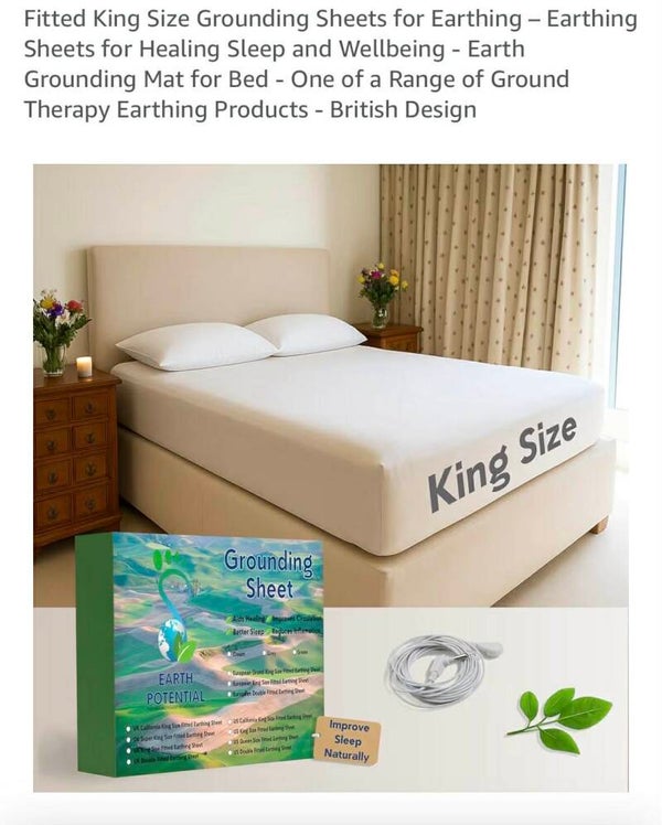 Fitted King size grounding sheet for healing sleep and wellbeing, beige