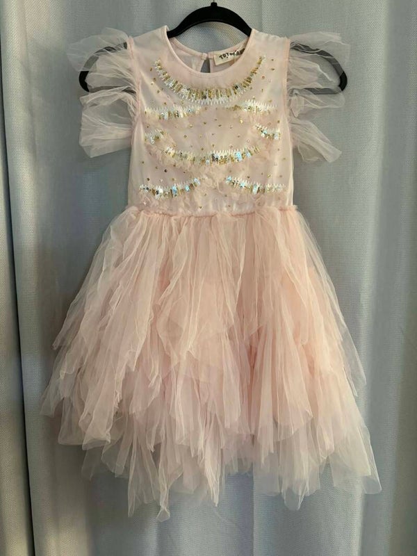 Pink dress with tulle skirt, size 8/9yrs
