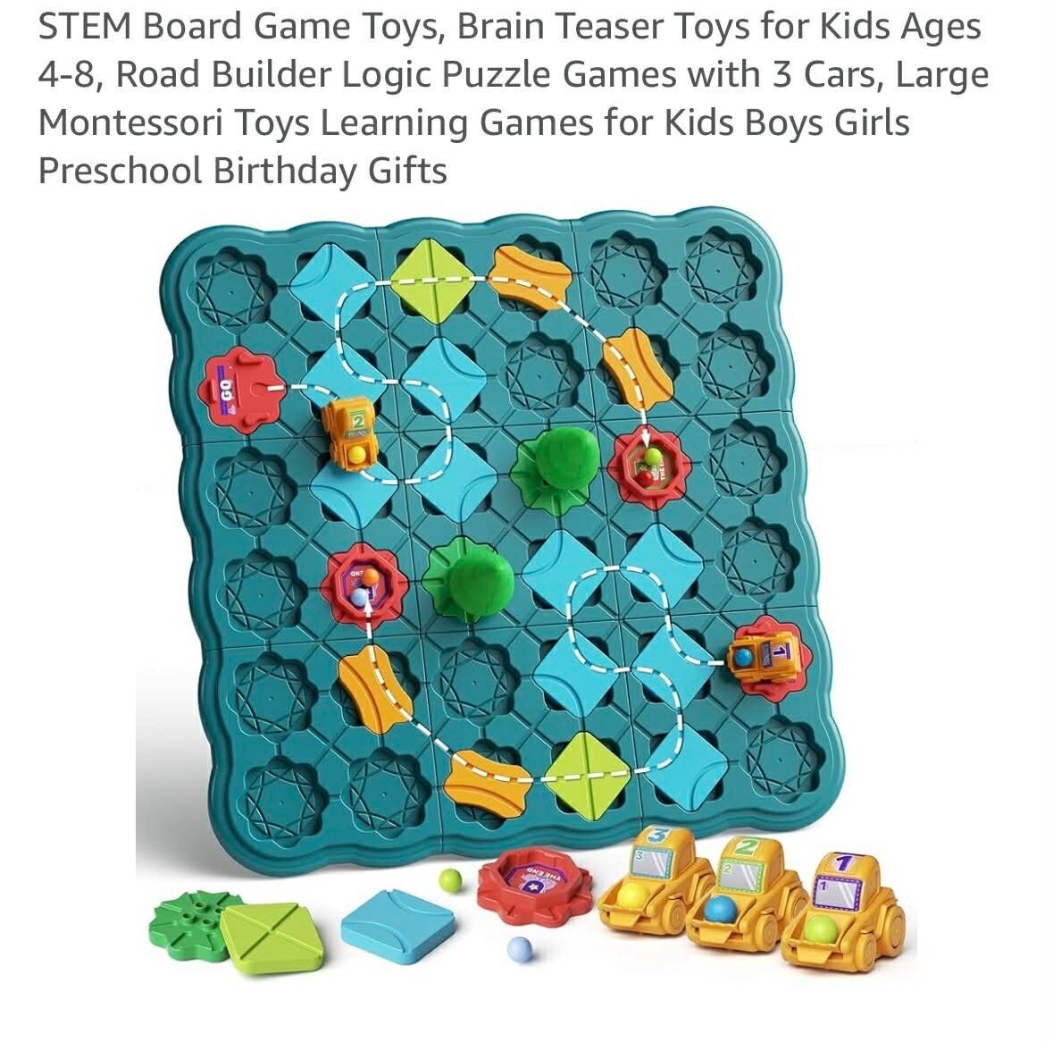 STEM board game, Road builder logic puzzle, ages 4-8yrs