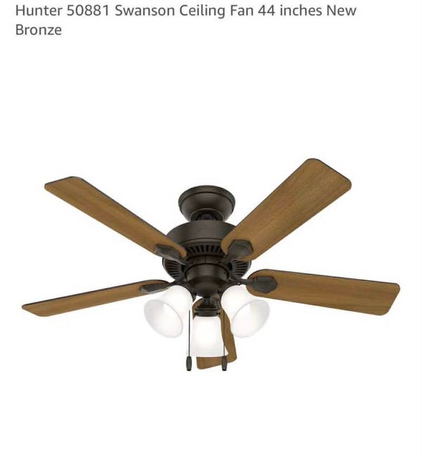 Hunter S0881 Swanson ceiling fan, 44'', 5 blade, New bronze/black