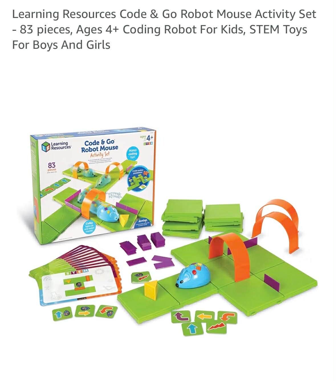 STEM Learning Resources Code & Go robot mouse activity set, 83pcs, 4+