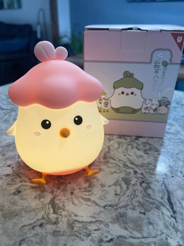 Lumi buddy night light, lt pink veggie chick