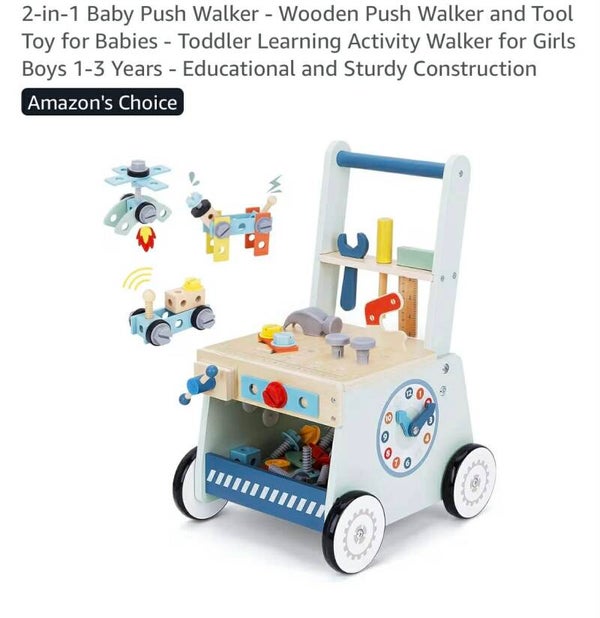 BPMF kid tool push walker, wood