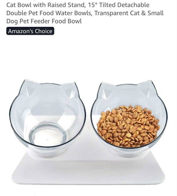 Cupet 15'' raised double pet bowl, tilted