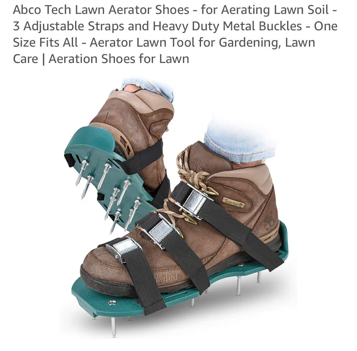 Abco Tech lawn aerator shoes for lawn soil, 3 adjustable straps and heavy duty metal buckles, O/S
