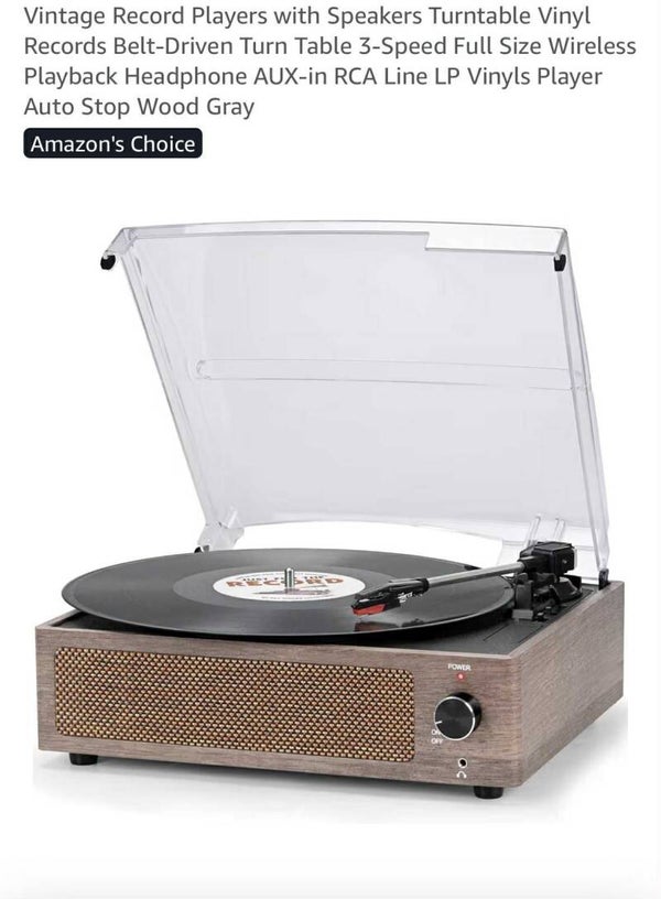 Vintage record player with speakers