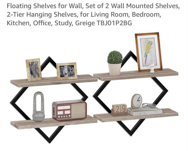 Choezen floating shelves, set of 2, diamond shape, greige