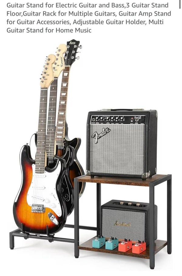 3-tier Guitar stand for electric guitar, bass, 2 amps and accessories