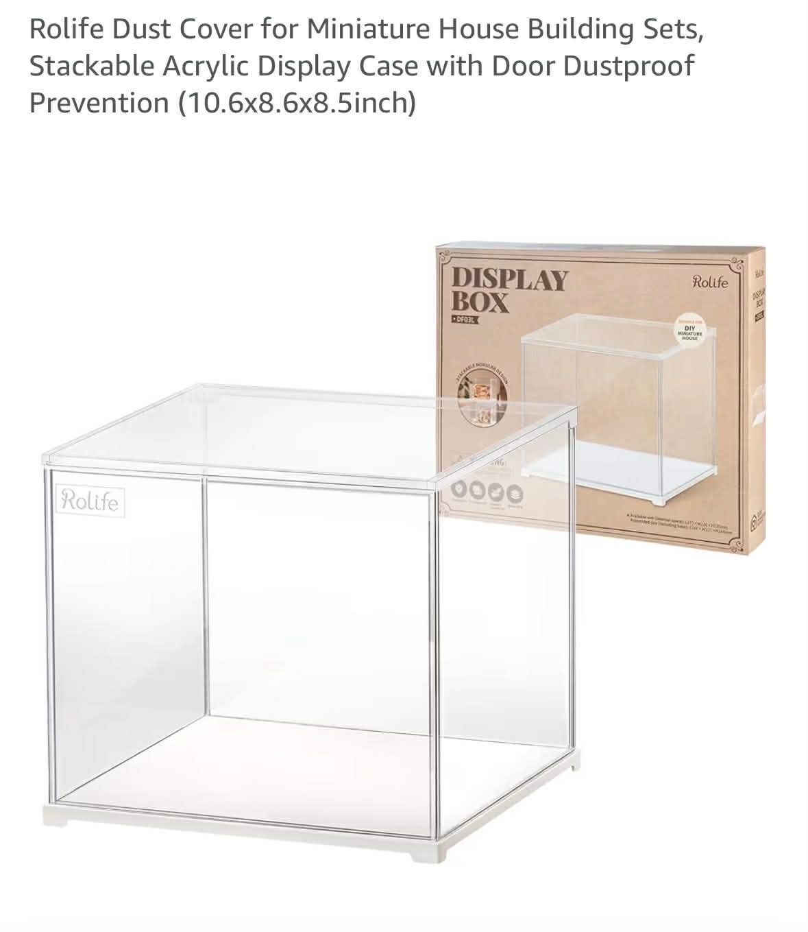 Rolife dust cover acrylic display case with door, 10.6x8.6x8.5''