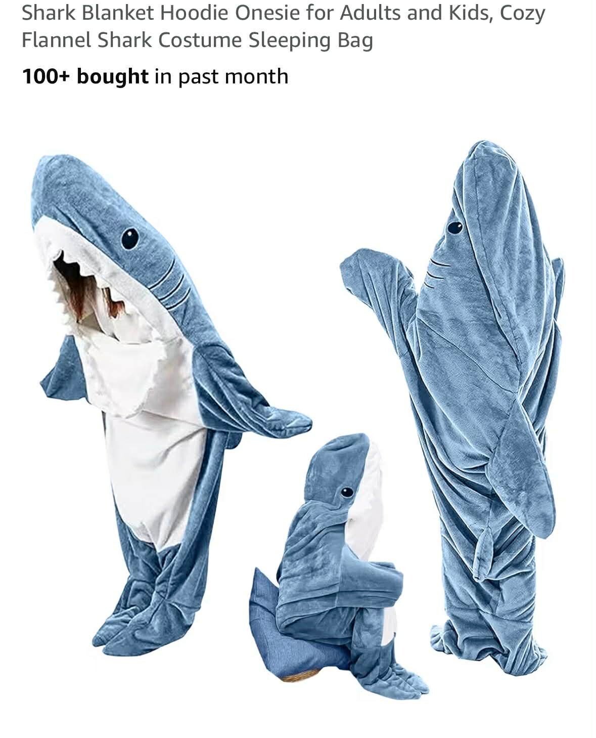 Shark blanket hoodie onesie, size Medium (190cm)