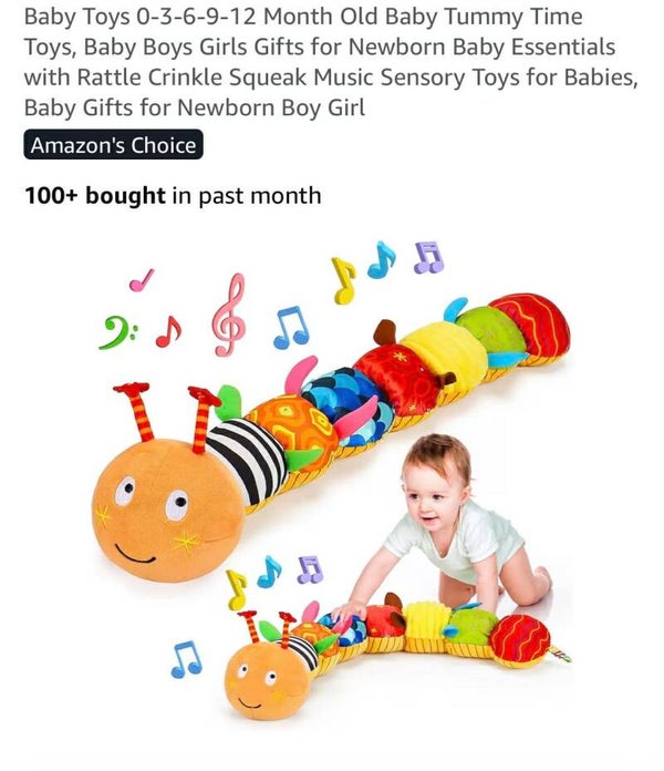 Caterpillar sensory toy, 0-12mths, orange