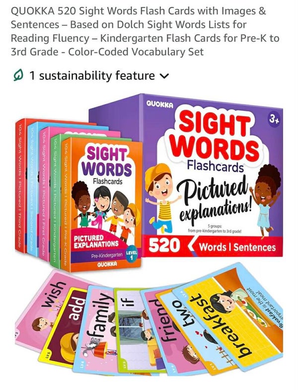 Quokka 520 Sight words Flashcards pre k-grade 3