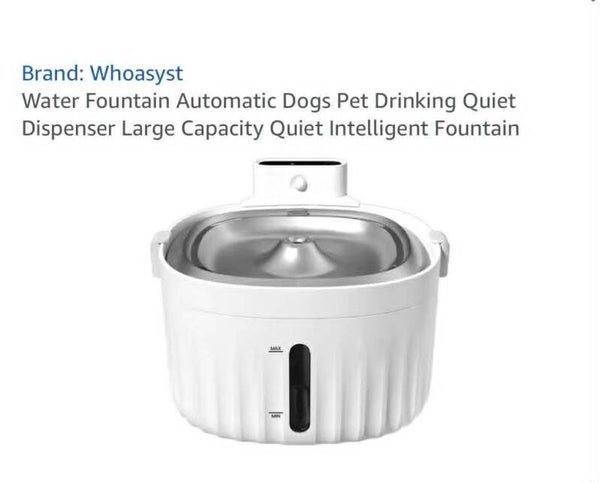 Water fountain, automatic, quiet dispenser, large capacity, white