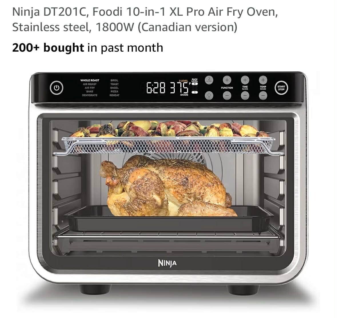 Ninja Foodi 10-in-1 XL Pro Air Fry oven, stainless steel, 1800W, 20x13x17''