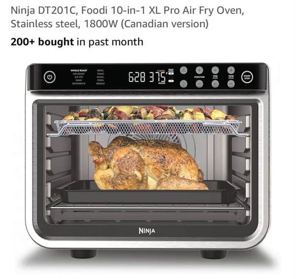 Ninja Foodi 10-in-1 XL Pro Air Fry oven, stainless steel, 1800W, 20x13x17''